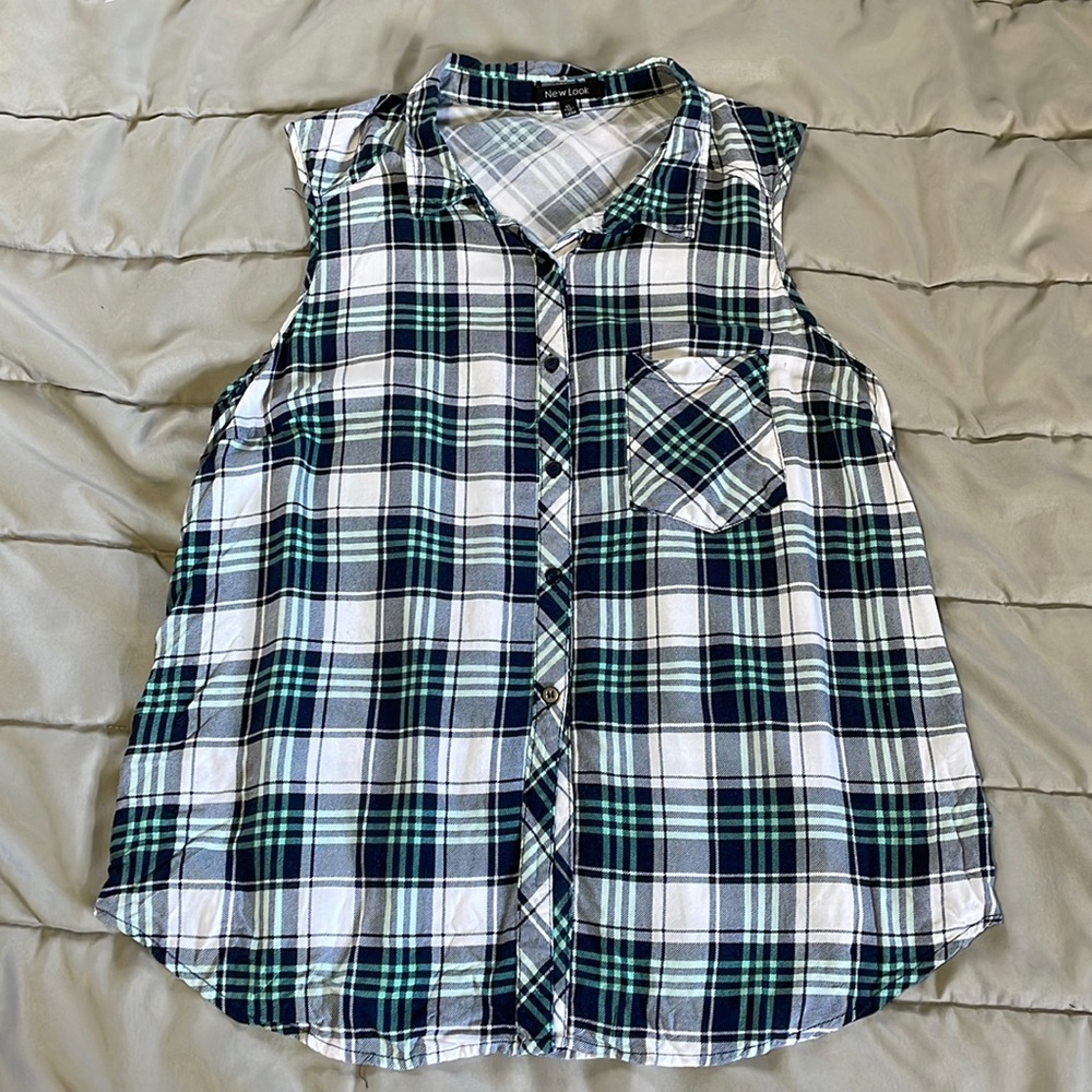 Plaid button up tank